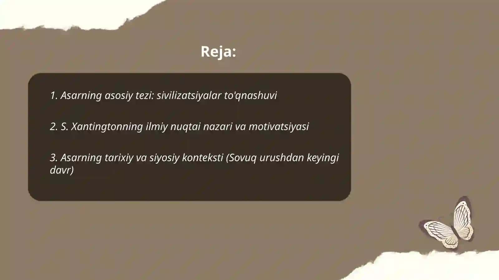 S. Xantingtonning "sivilizatsiyalar to'qnashuvi" asari 2