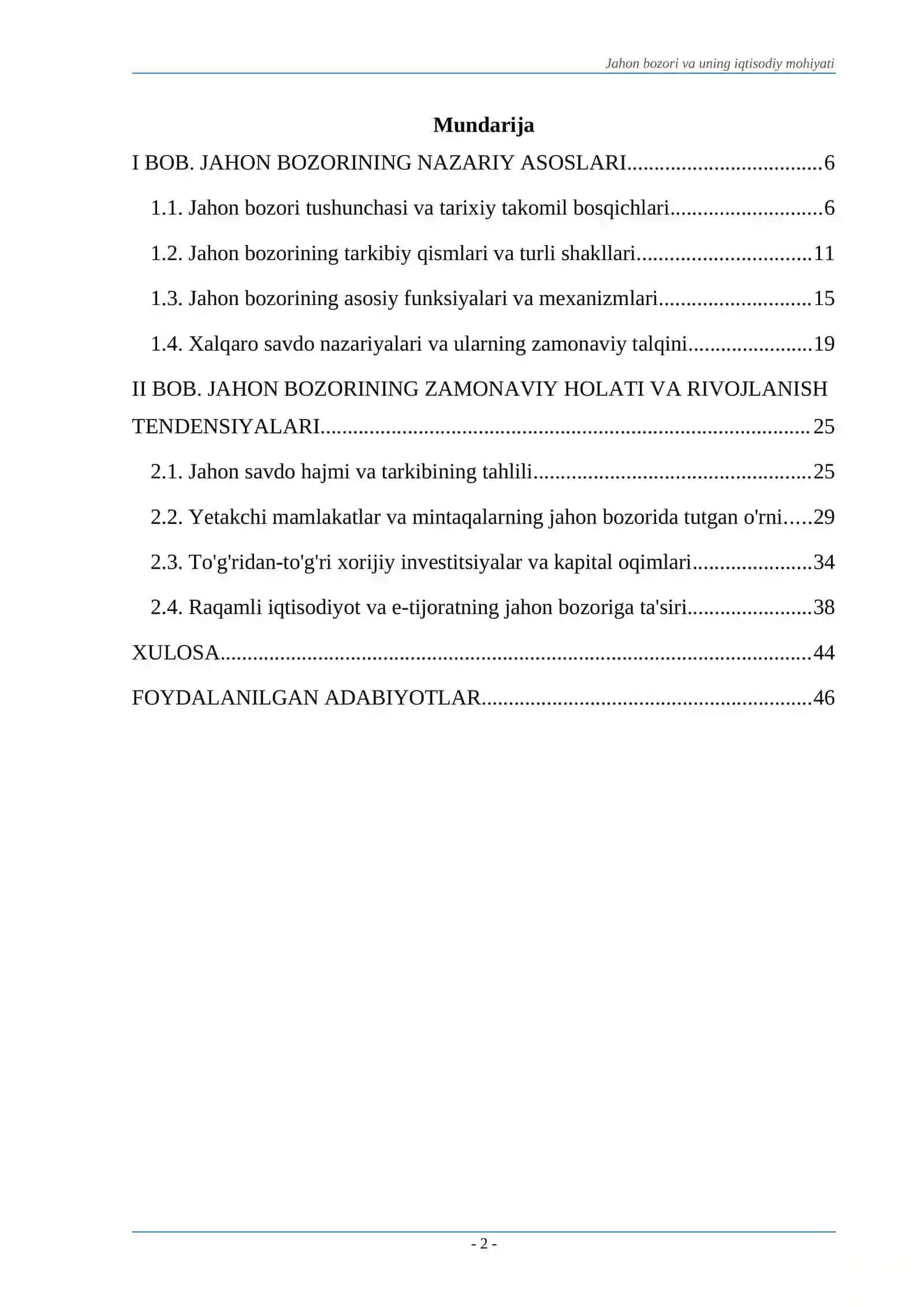JAHON BOZORI VA UNING IQTISODIY MOHIYATI 2