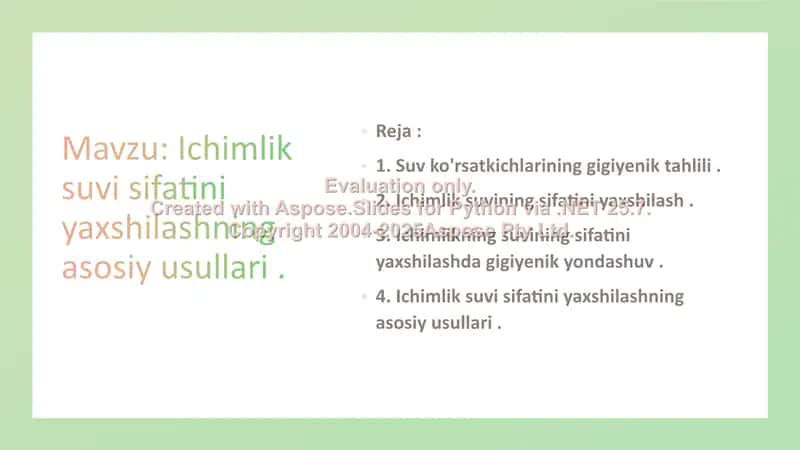 Ichimlik suvi sifatini yaxshilashning asosiy usullari 2