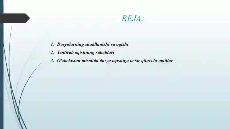 O'ZBEKISTONDA DARYOLARNING TENTIRAB OQISHI 2