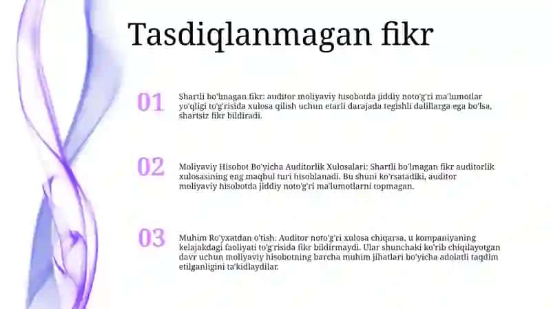 Moliyaviy Hisobot Böyicha Auditorlik Xulosalari 2