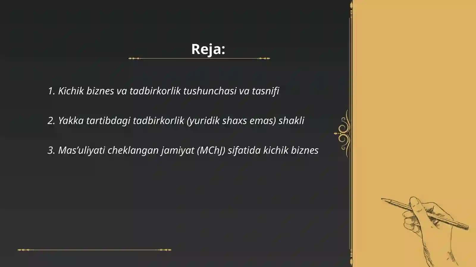 Kichik biznes va tadbirkorlik faoliyatining turlari va shakillari 2