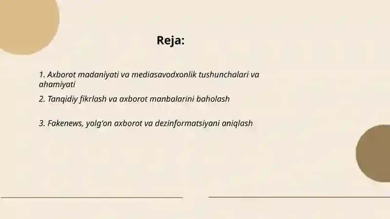 Axborot madaniyati va Mediasavodxonlik 2
