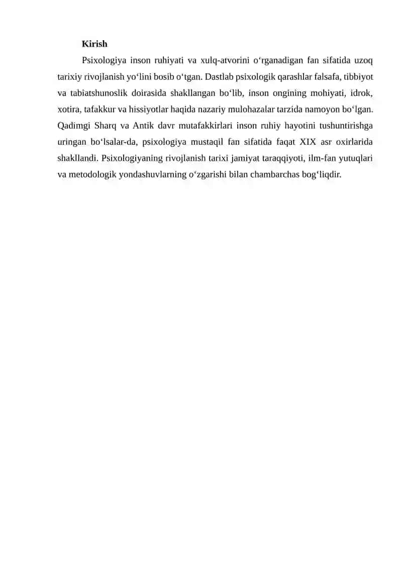 Psixalogiyaning rivojlanish tarixi 2