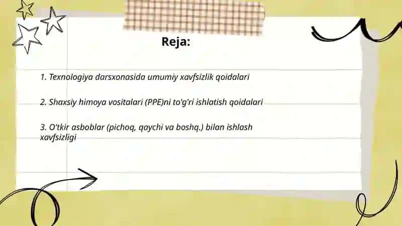 Texnologiya darsida xavfsizlik qoidalari 2