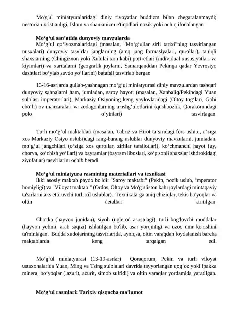 Moʻgʻul miniatyura san'at maktablari 2