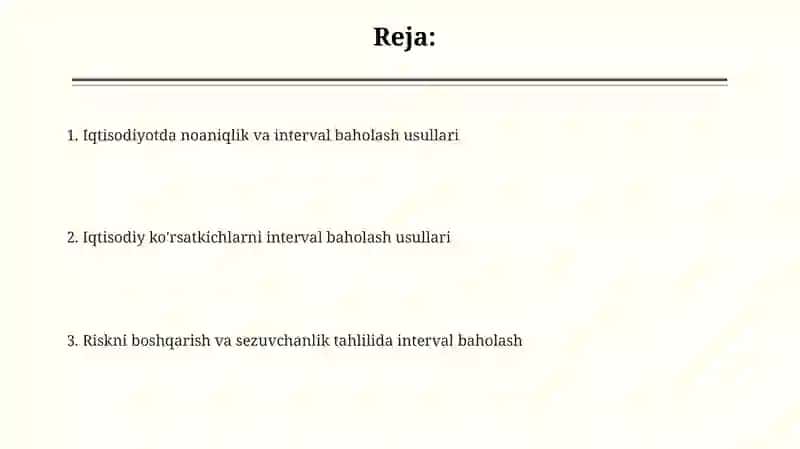 Iqtisodiy koʻrsatkichlarning noaniqlik sharoitida interval baholash usullari 2