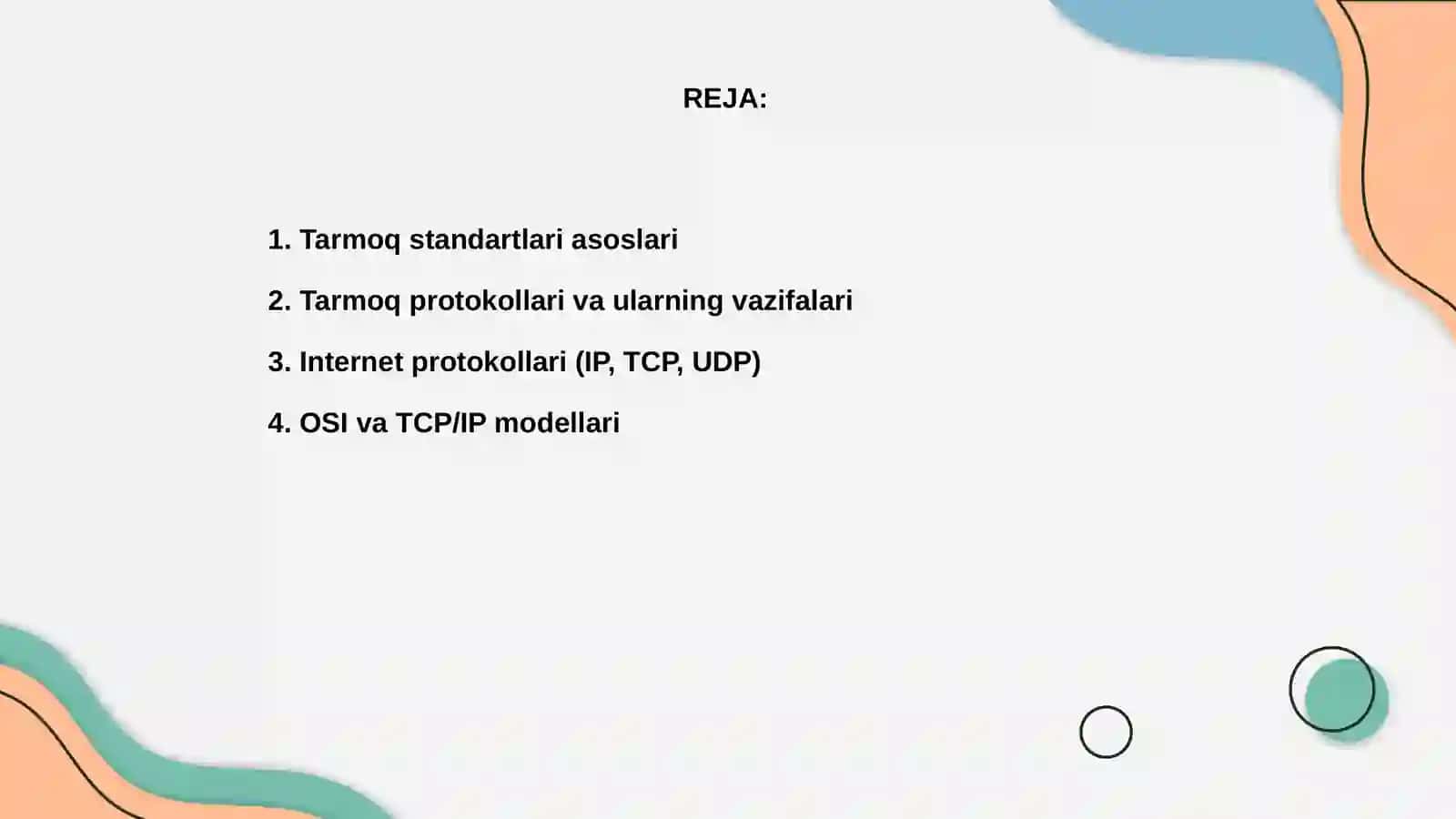 Tarmoq standartlari, protokollari va xizmatlari 2