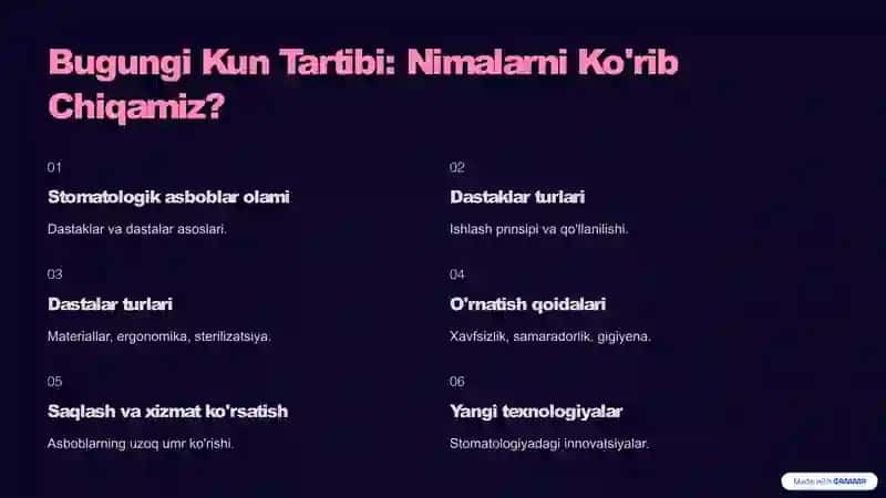 stomotologik qurilmalar dastaklar va dastalar va ularni o'rnatish qoidalari 2