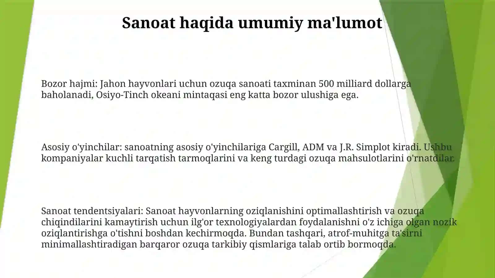 Chorvachilik Tarmoqlariga Tavsif 2