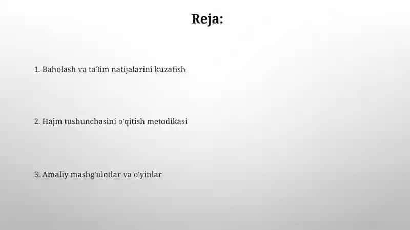 Hajm tushunchasini o'rgatish metodikasi 2