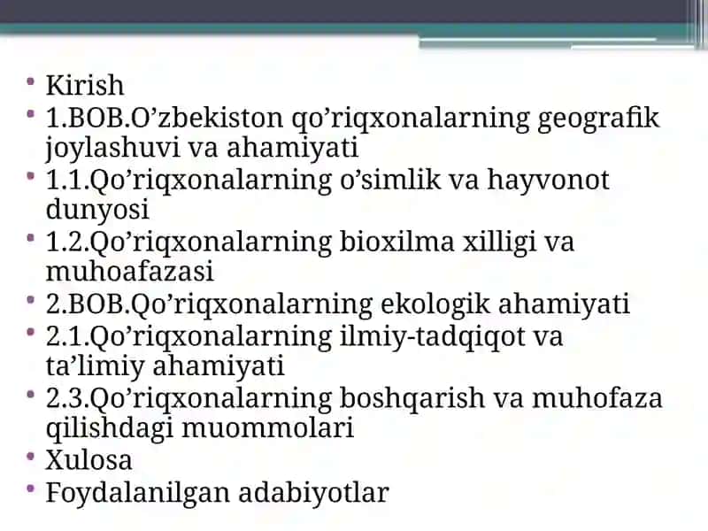 O’zbekistonqo’riqxonalarning geografik joylashuvi va ahamiyati 2