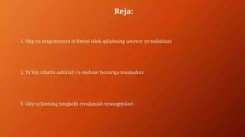 Oliy ta'lim va undan keyingi ta'lim 2