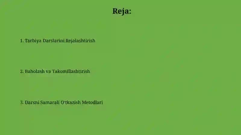 Tarbiya Darslarini Rejalashtirish 2