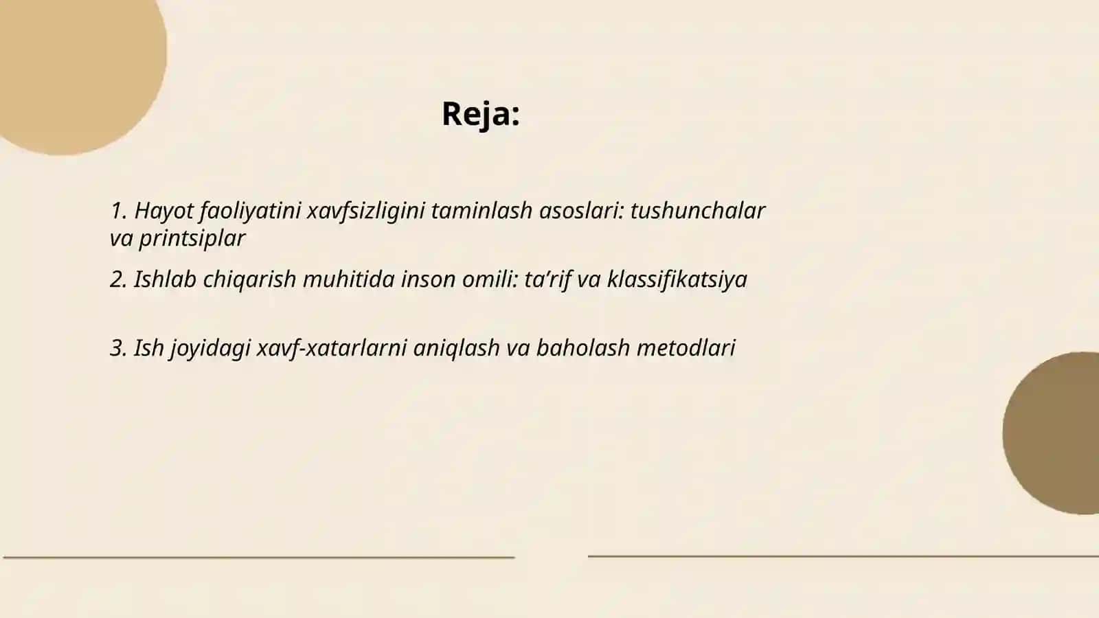 Hayot faoliyatini xavfsizligini taminlash asoslari 2