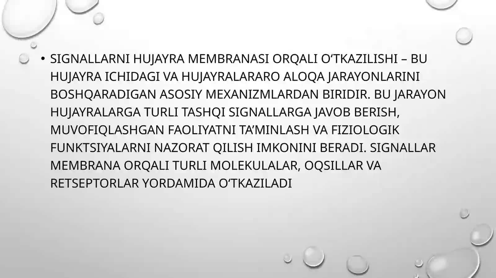 Signallarni membranalar orqali o’tkazilishi 2