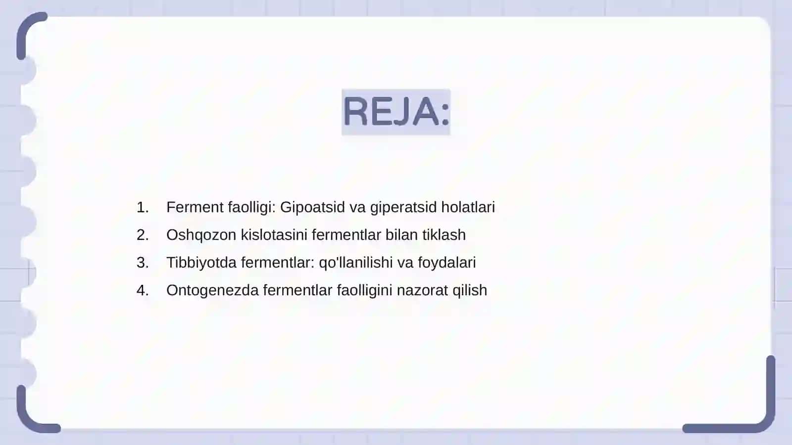 Ferment faolligi: Gipoatsid va giperatsid holatlari 2