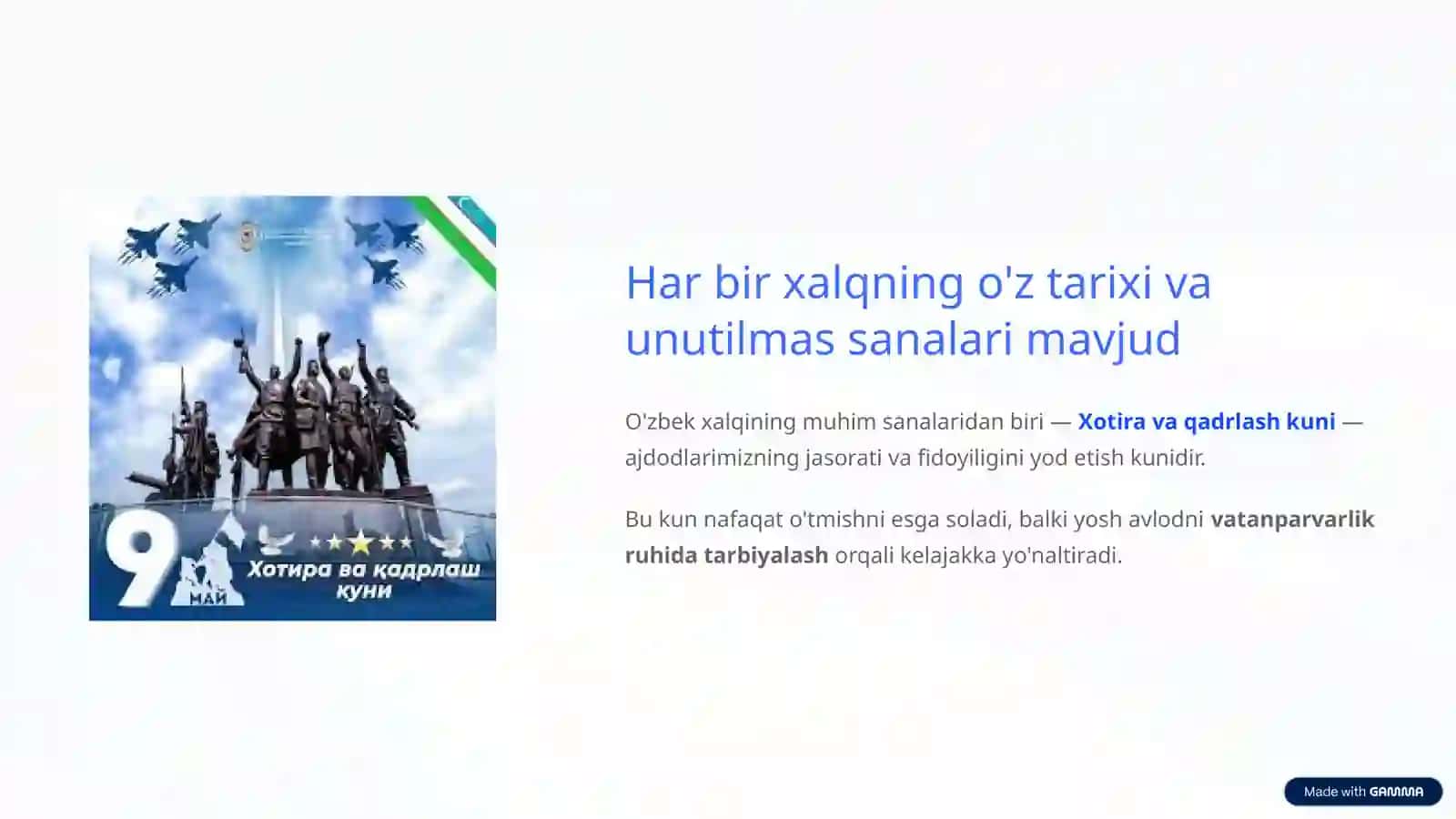 xotira va qadirlash kuniga taqdimot 2
