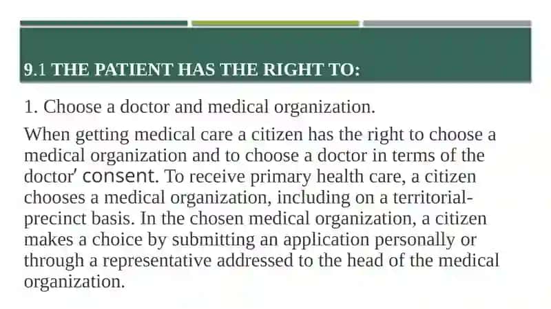 RIGHTS AND OBLIGATIONS OF THE PATIENT WHEN RECEIVING MEDICAL CARE 2