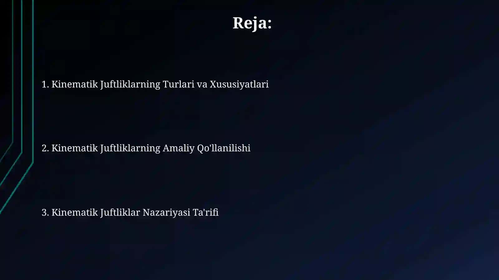 Kinematik juftlar nazariyasi 2