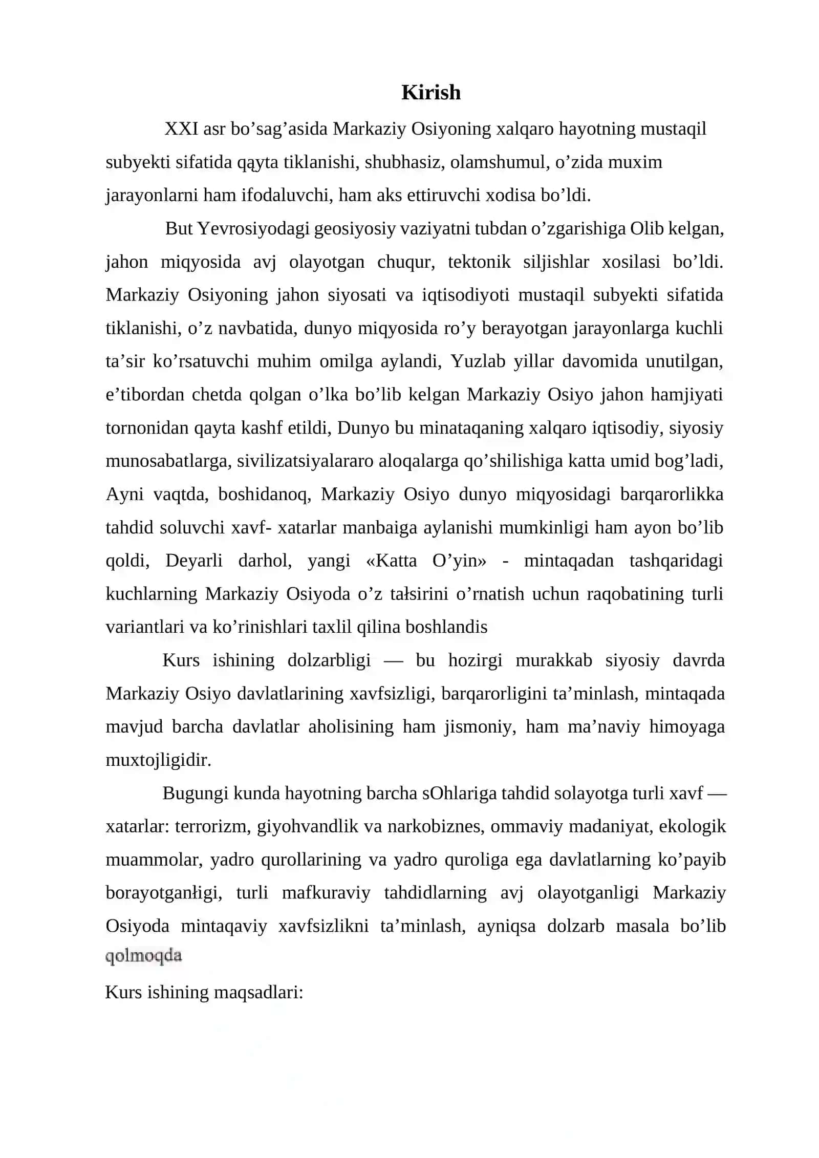 Markaziy Osiyoda mintaqaviy xavfsizlik masalalari 2