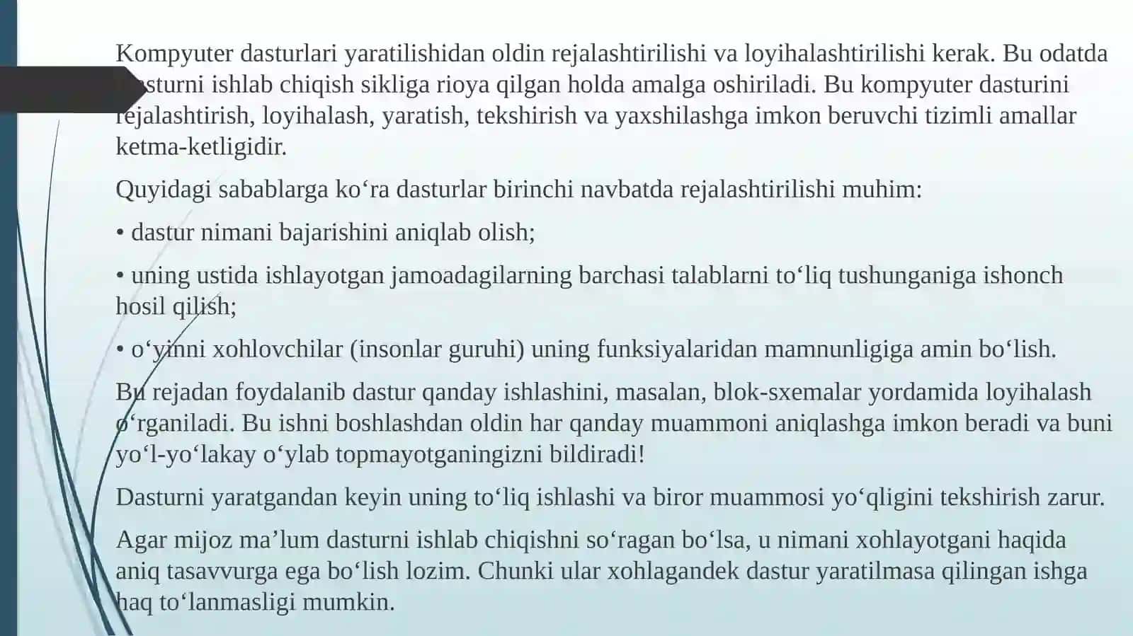 Kirish.Dasturlashningasoaiytushunchalari 2