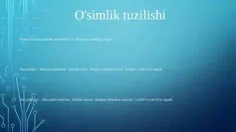 O'simliklarning Tuzilishi 2
