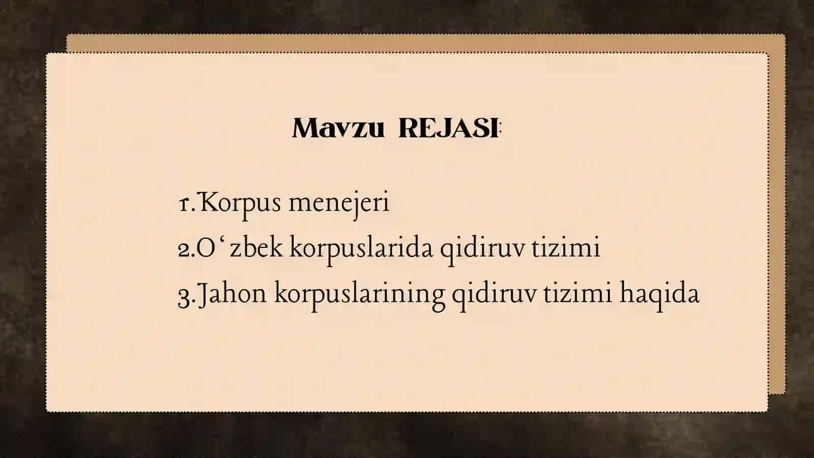 KORPUS QIDIRUV TIZIMI SIFATIDA 2