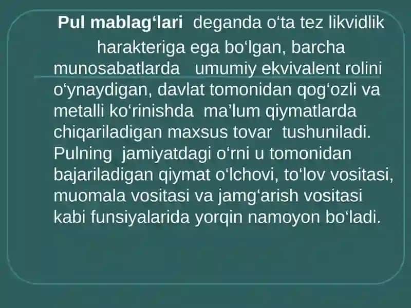 Tovar pul aylanishi 2