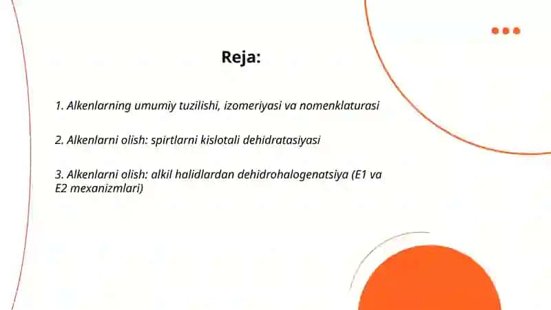 Alken va alkadiyenlarning olinish usullari, ularning polimerlanish reaksiyalari 2