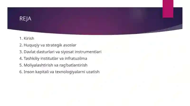 Oʻzbekiston innovatsion tizimini rivojlantirish sohasida davlat siyosati 2