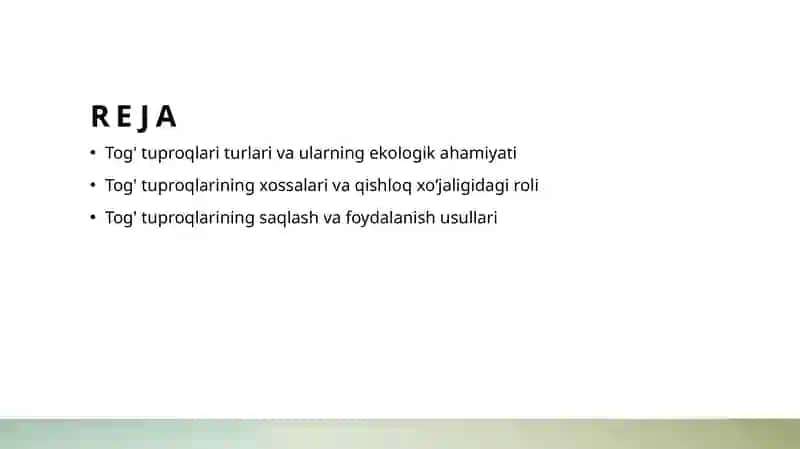 Tog' tuproqlari va ularning xossalari, ulardan foydalanish 2