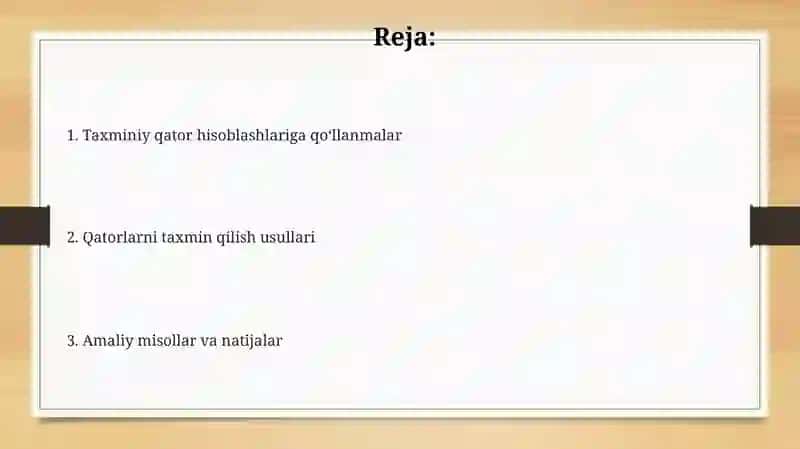 Qatorlarni taqribiy hisoblashga tadbiqlari 2