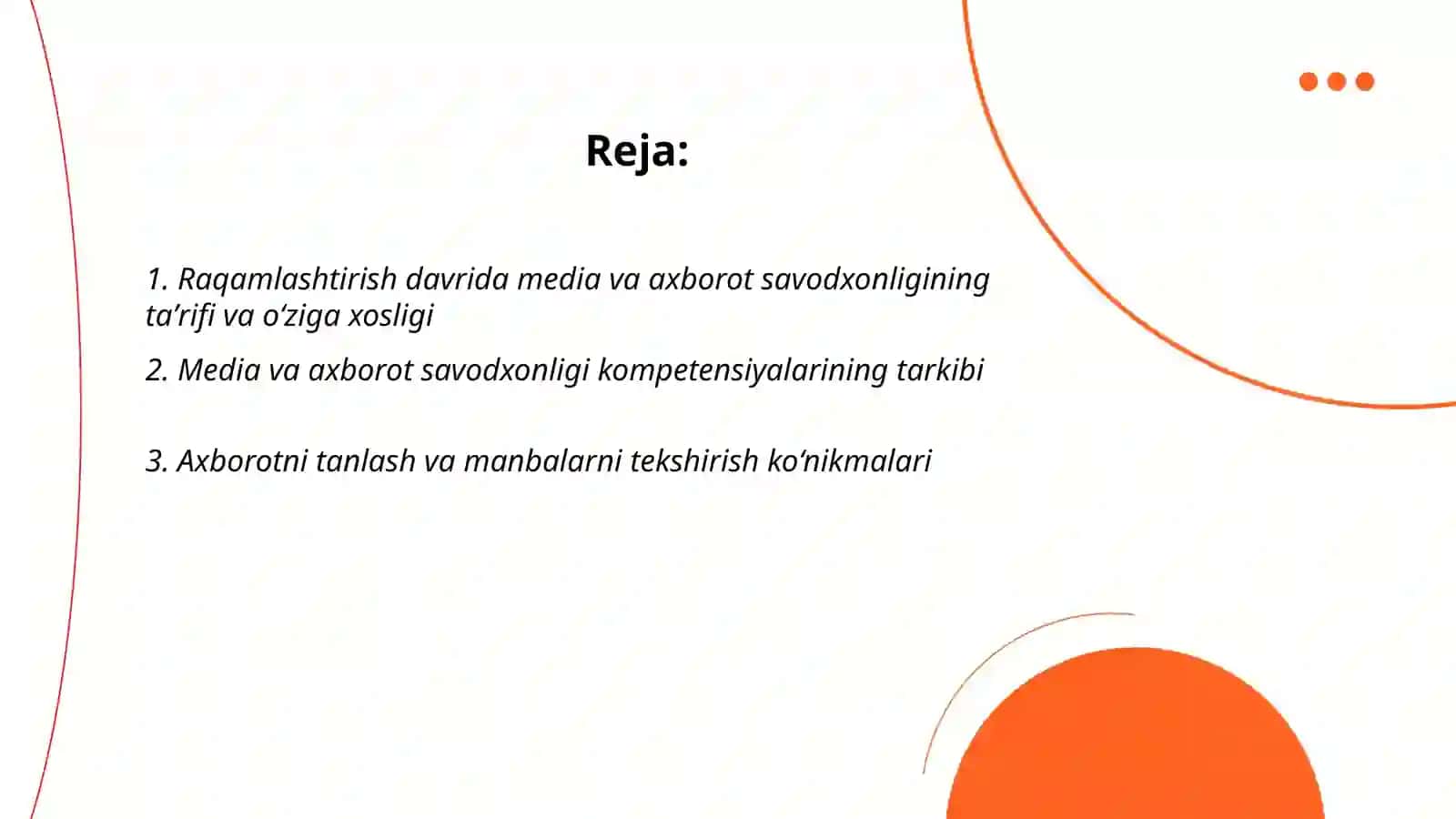 Media va axborot savodxonligini raqamlashtirish davrining asosiy tarifi 2