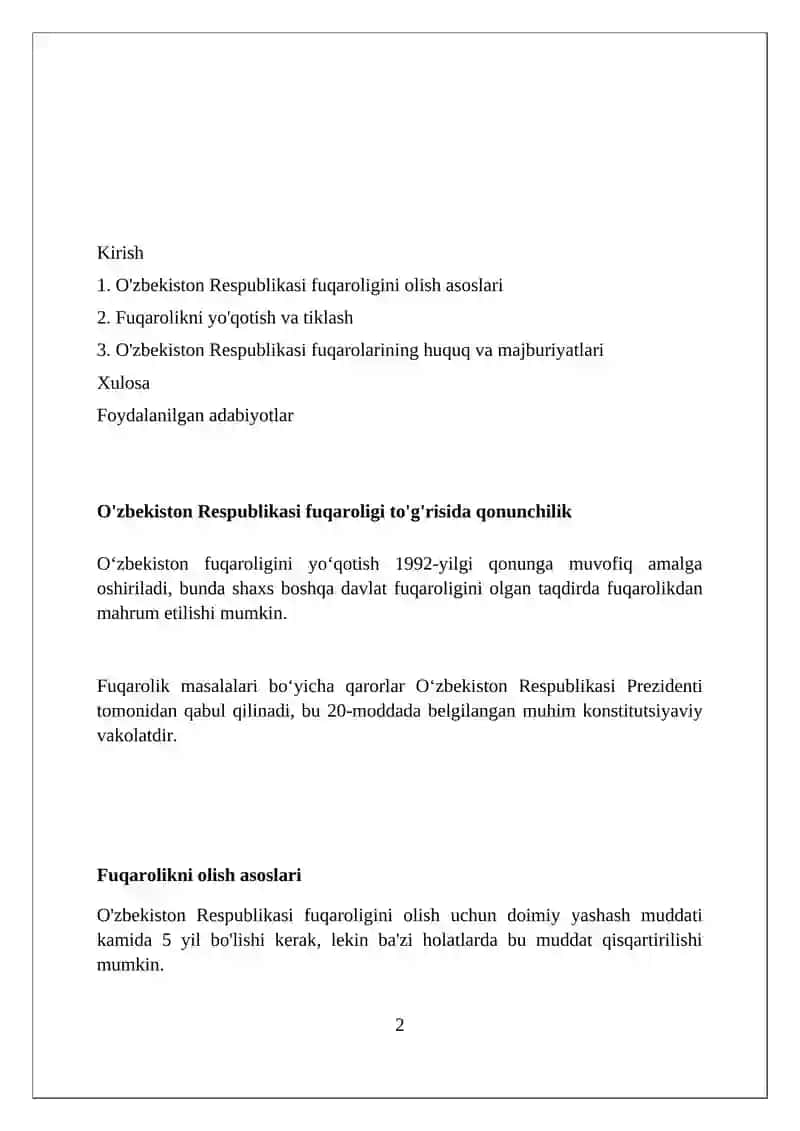 Oʻzbekiston respublikasi fuqaroligi 2
