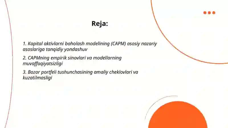 Kapital aktivlarni baholash modeli 2