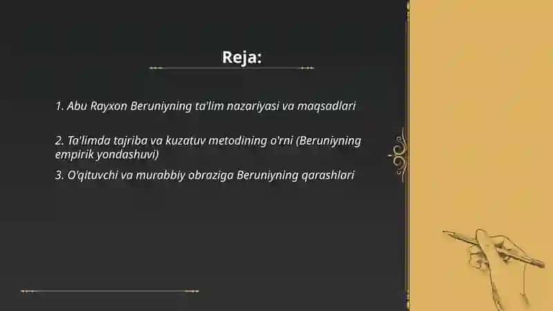 Abu Rayxon Beruniyning ta'lim va tarbiyaviy qarashlari 2
