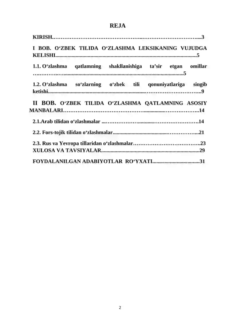 O‘zbek Tili Leksikasida O‘zlashma Qatlami 2