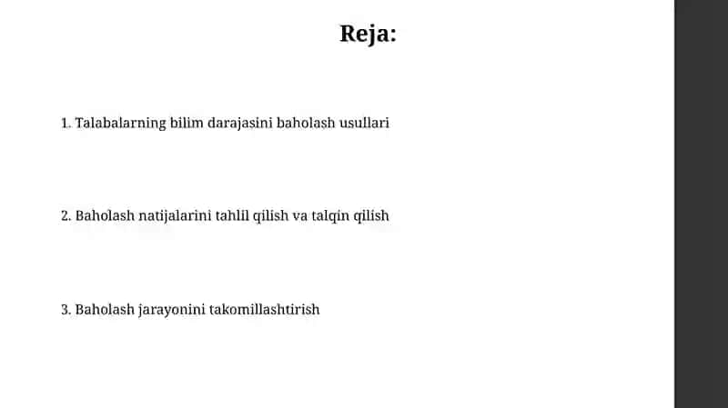 Talabalarning bilim darajasini baholash 2