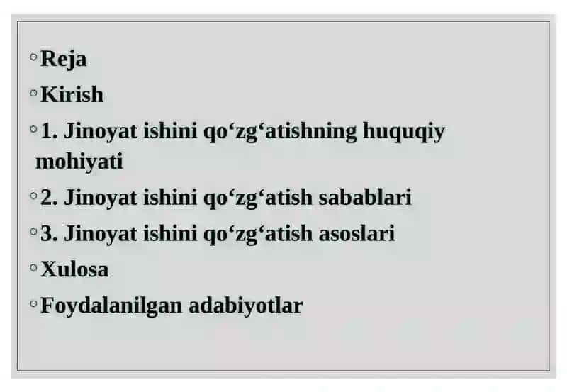 Jinoyatishiniqo‘zg‘atish, uning sabablari va asoslari 2
