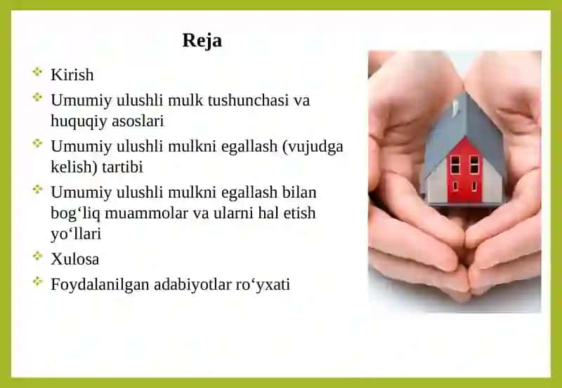 Umumiy ulushlimulknie gallash tartibi 2