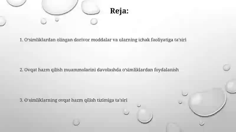 O'simliklar va ularning ichak faoliyatiga ta'siri 2