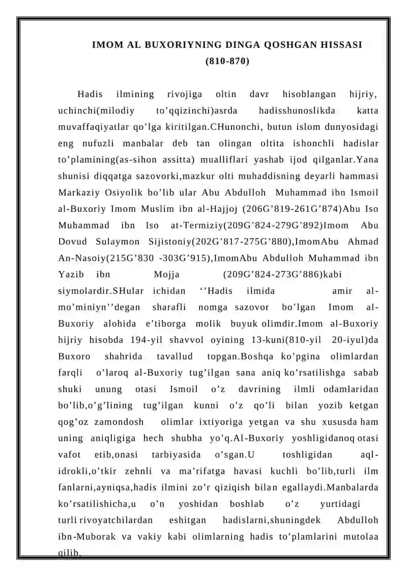 Allomalar din toʻgʻrisida. 2