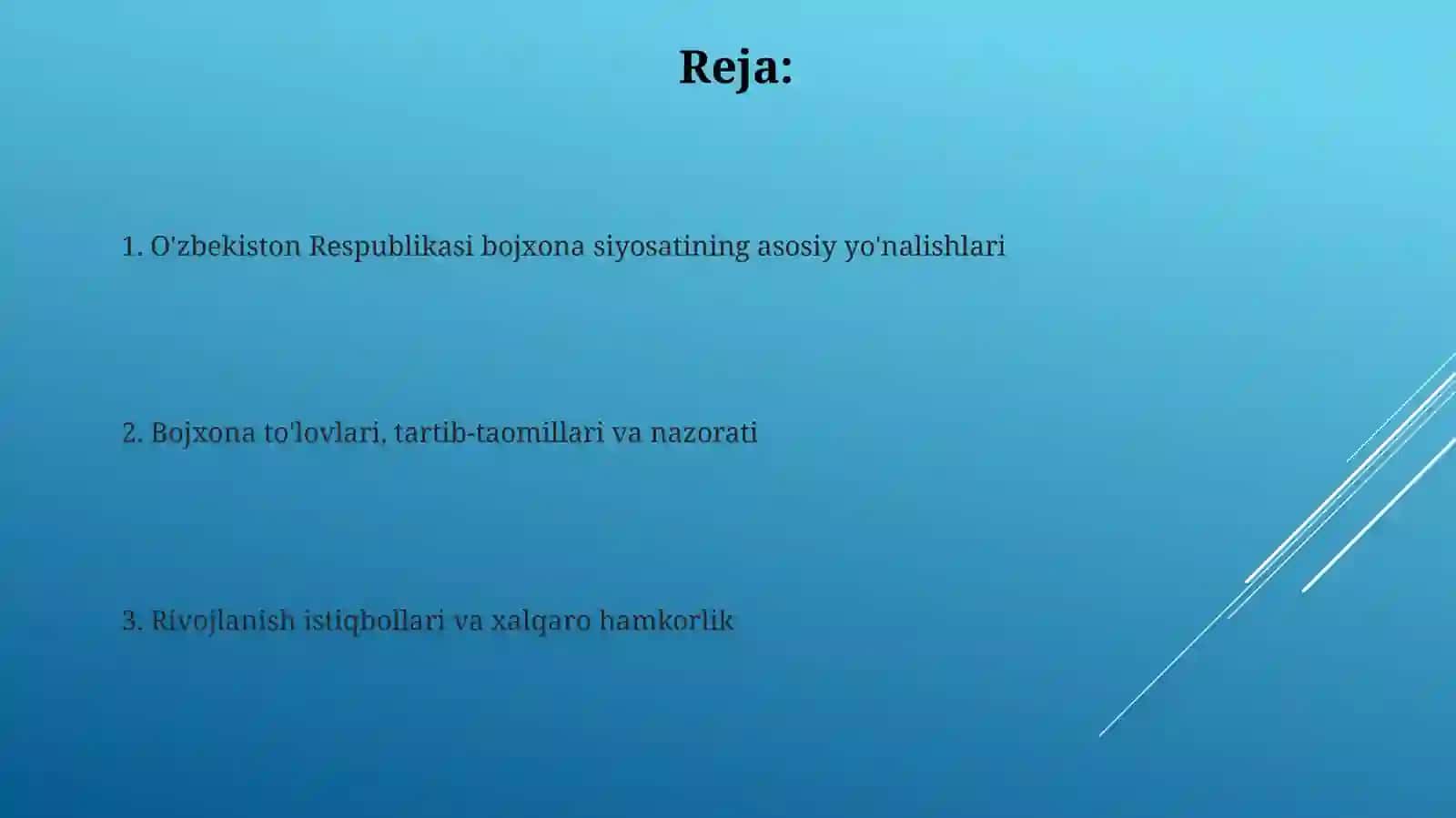 O'zbekiston Respublikasi bojxona siyosati 2