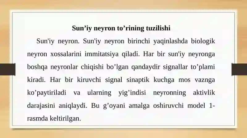 Sun’iyneyronto‘riningtuzilishi 2