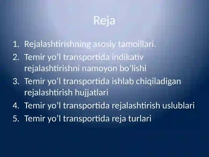 Temir yo`l trаnspоrtidа rеjаlаshtirishasoslari 2