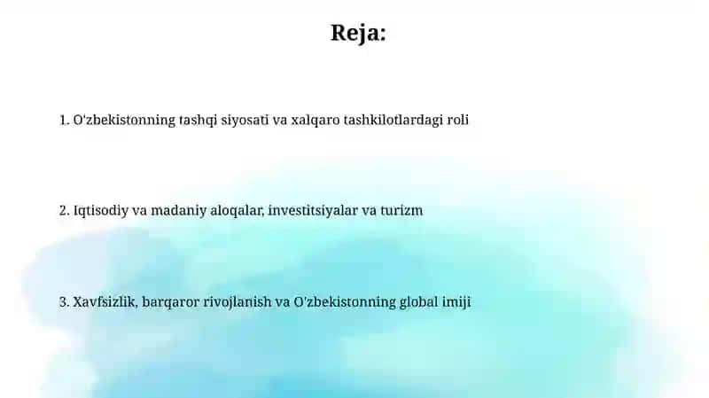 O'zbekiston va jahon hamjamiyati 2