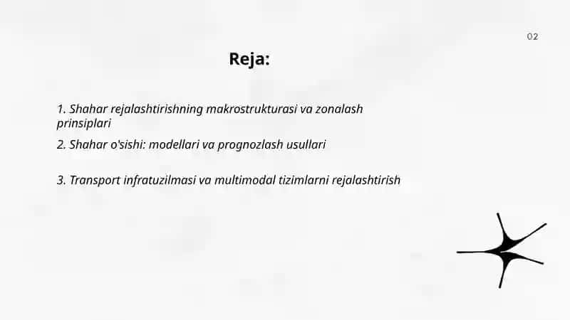 Shaharning rejaviy strukturasi va rivojlanishi 2