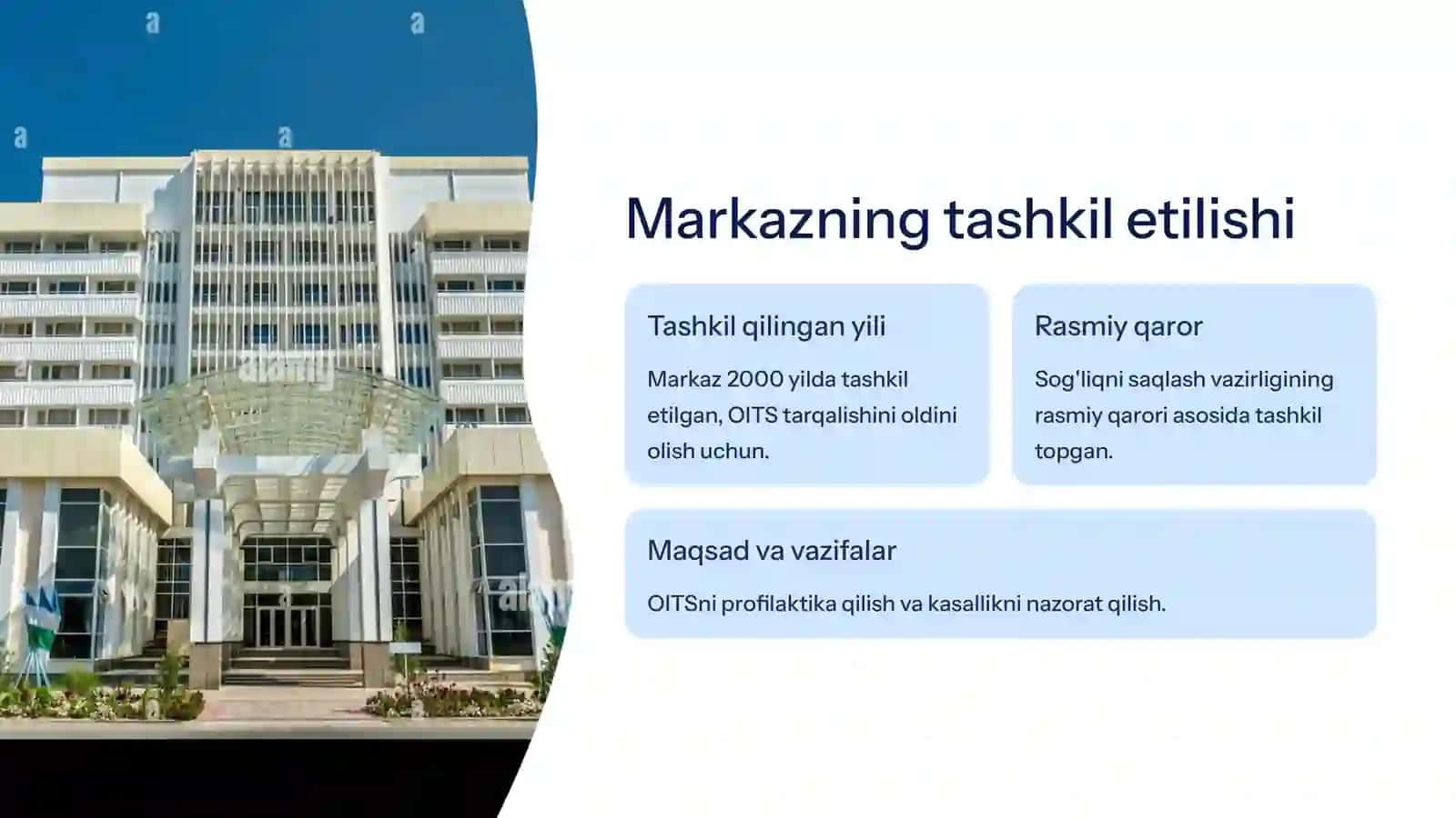 Toshkent shahar OITSga qarshi kurashish markazi: Tarixiy nazar 2
