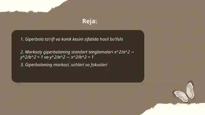 Giperbola va uning xossalari 2